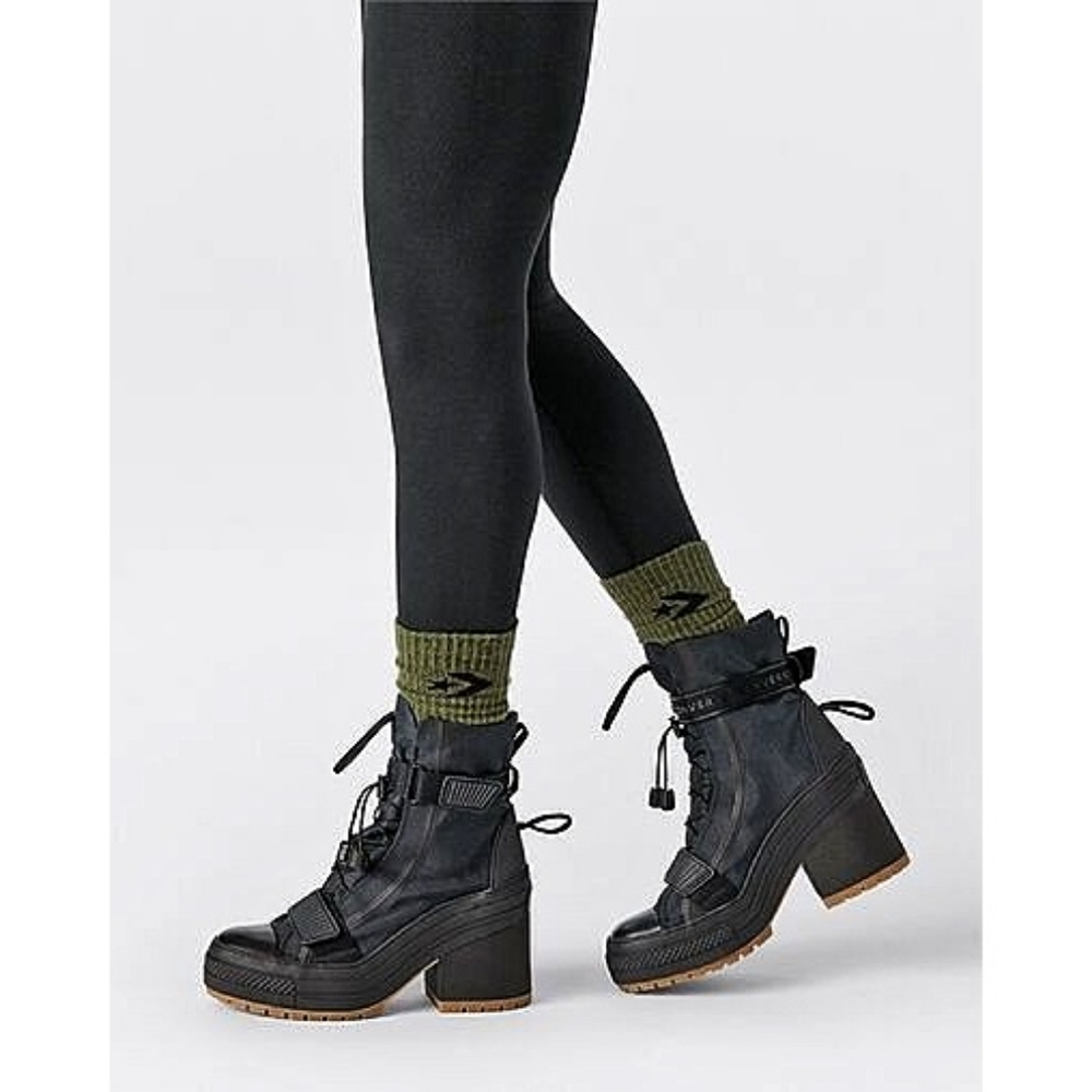 Converse Women's Chuck Taylor High Top Leather Platform Color Block Boots